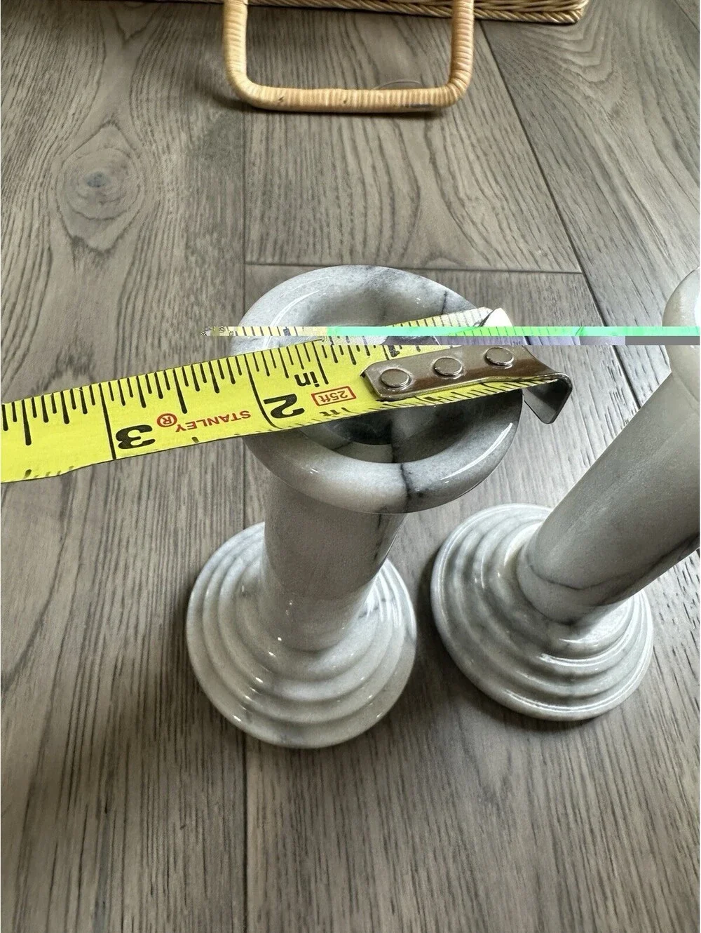 Vintage Pair Of Solid Marble Heavy Candlestick Holders Made In Taiwan 1970s-1990